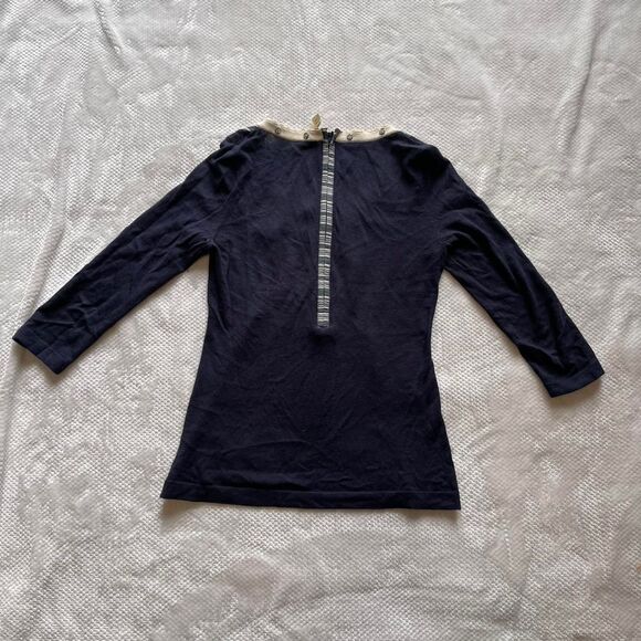 NAVY & STRIPED BABYDOLL BLOUSE - Picture 5 of 5